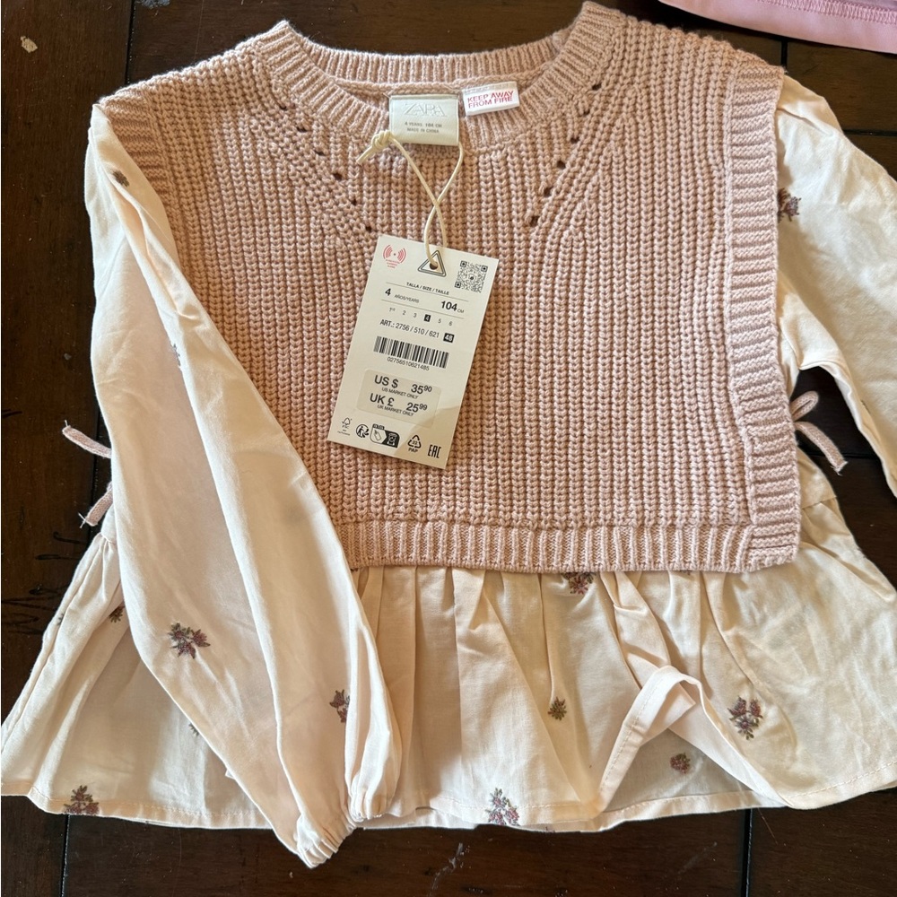 Zara Bundle - 3 light sweaters, 3 tees - size 4